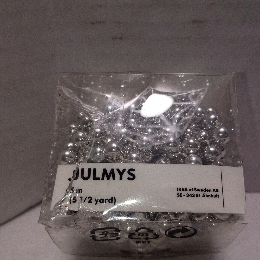 IKEA 2012 Julmys Silver Bead Garland 5.4 Yards ea Christmas Tree Decor Set of 2